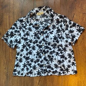 Cropped Palm Tree Button-Up Shirt